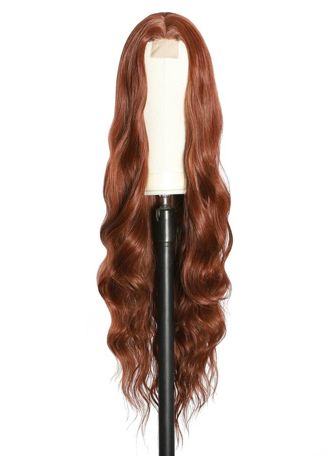 FUTAI Long Wavy Wig 30 Inch Auburn HD Front Lace Body Curly Synthetic Hair Wigs for Women Professional Female Diverse Styles Daily Party Cosplay - Image 5